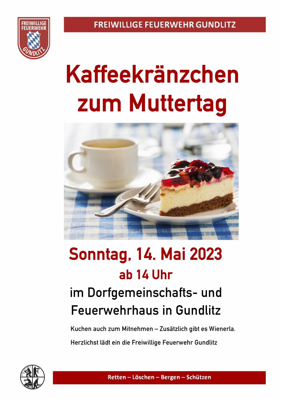 Einladung zum Kaffeekränzchen nach Gundlitz am 14. Mai 2023 ab 14 Uhr